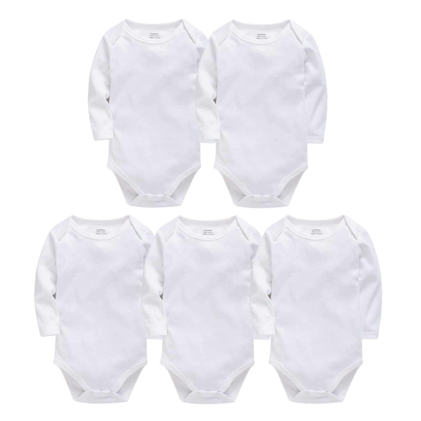 Babybodies aus Baumwolle, 5er Pack Langarm