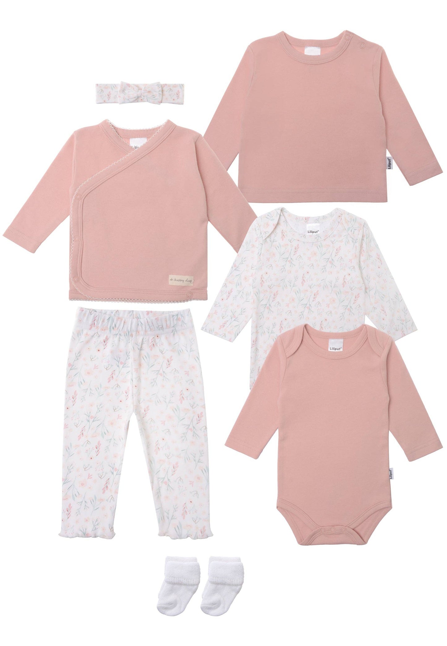 Erstausstattungsset in rose mit zarten Blümchen