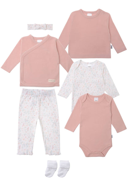 Erstausstattungsset in rose mit zarten Blümchen