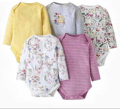 5er Set Langarm-Babybodies