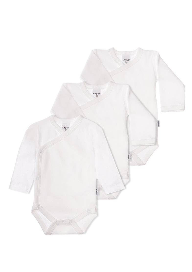 3 Langarm-Wickelbodys in weiß