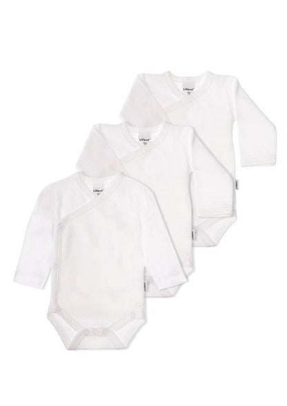 3 Langarm-Wickelbodys in weiß