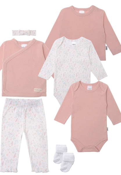 Erstausstattungsset in rose mit zarten Blümchen
