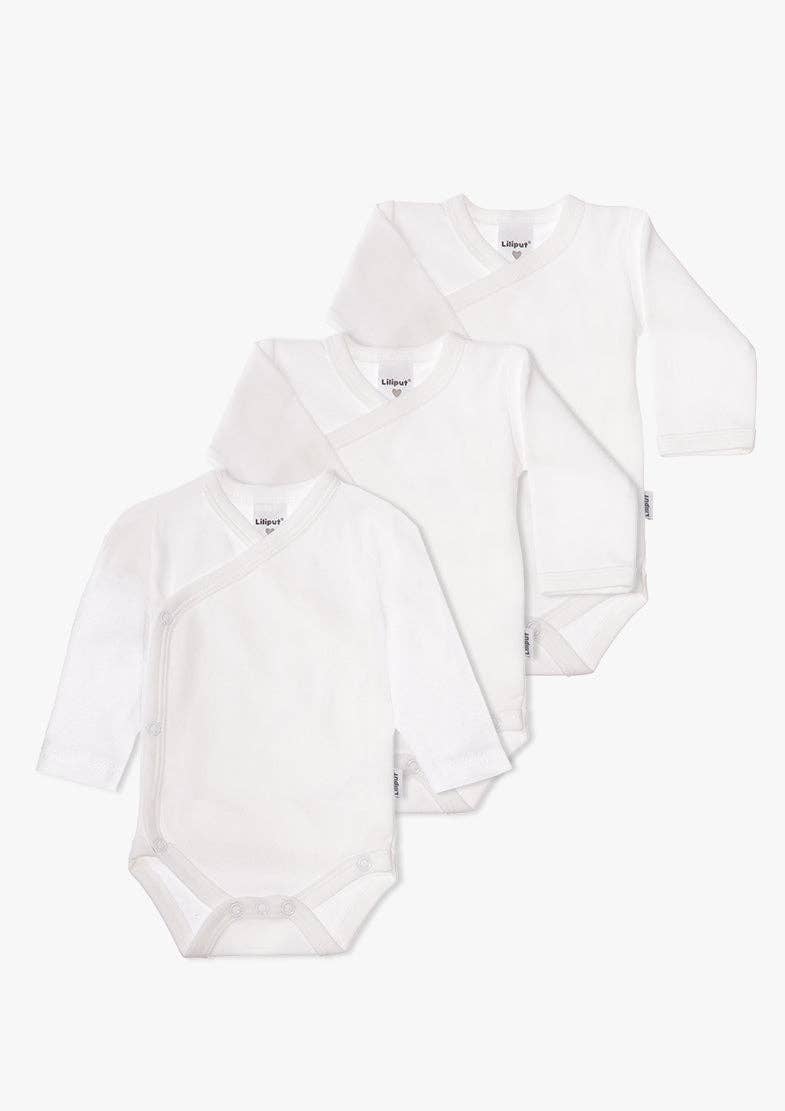 3 Langarm-Wickelbodys in weiß